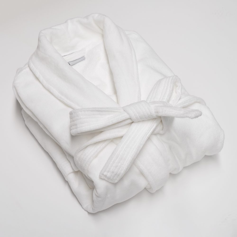 Image of Weavers 1240g Velour Bath Robe - White