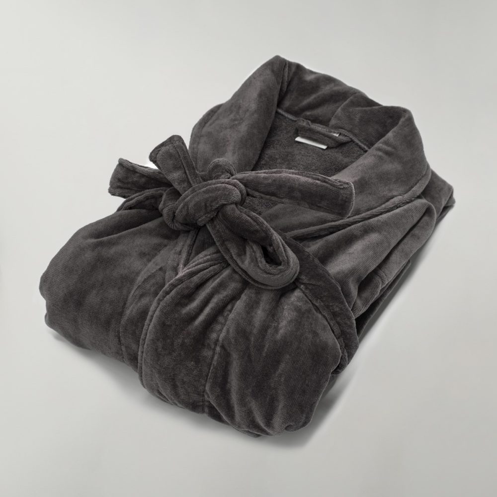 Image of Weavers 1240g Velour Bath Robe - Charcoal