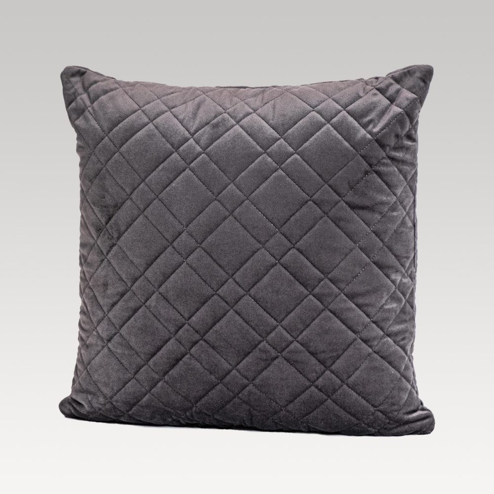 Image of DreamGreen Verve Square Quilted Velvet Cushion Cover - Pewter