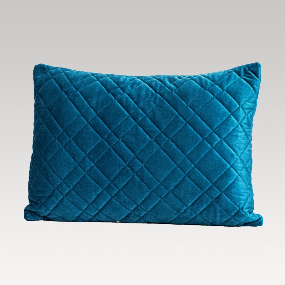 Image of DreamGreen Verve Oblong Quilted Velvet Cushion Cover - Teal