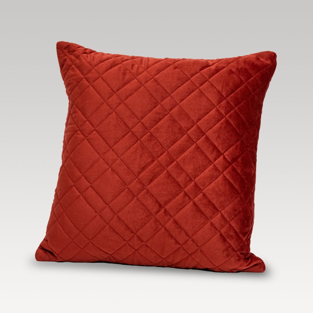 Image of DreamGreen Verve Square Quilted Velvet Cushion Cover - Russet