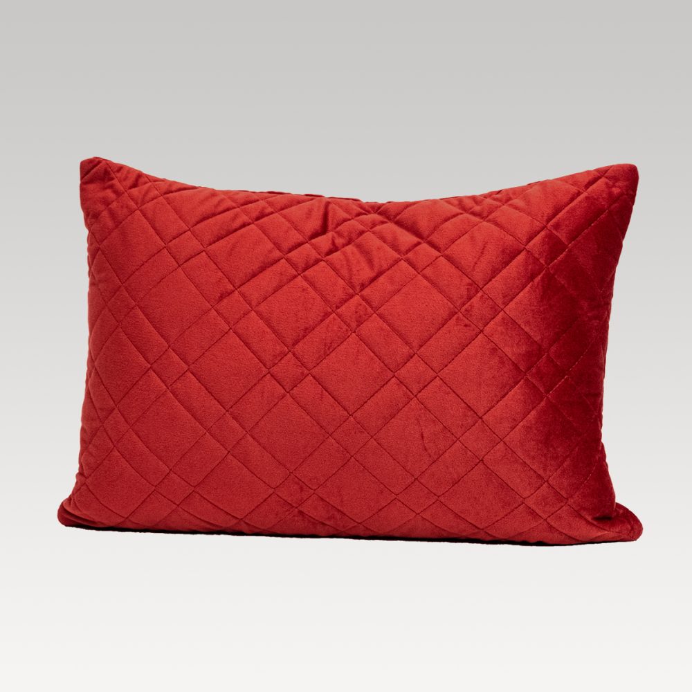Image of DreamGreen Verve Oblong Quilted Velvet Cushion Cover - Russet