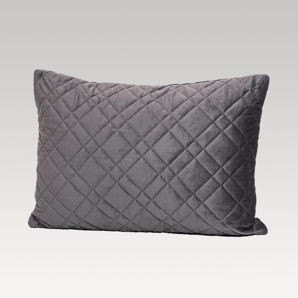 Image of DreamGreen Verve Oblong Quilted Velvet Cushion Cover - Pewter