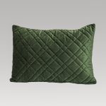 Image of DreamGreen Verve Oblong Quilted Velvet Cushion Cover - Fern