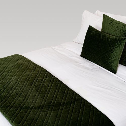 DreamGreen Verve Square Quilted Velvet Cushion Cover - Fern