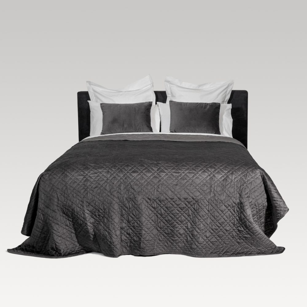 Image of DreamGreen Verve Velvet Quilted Coverlet - Pewter