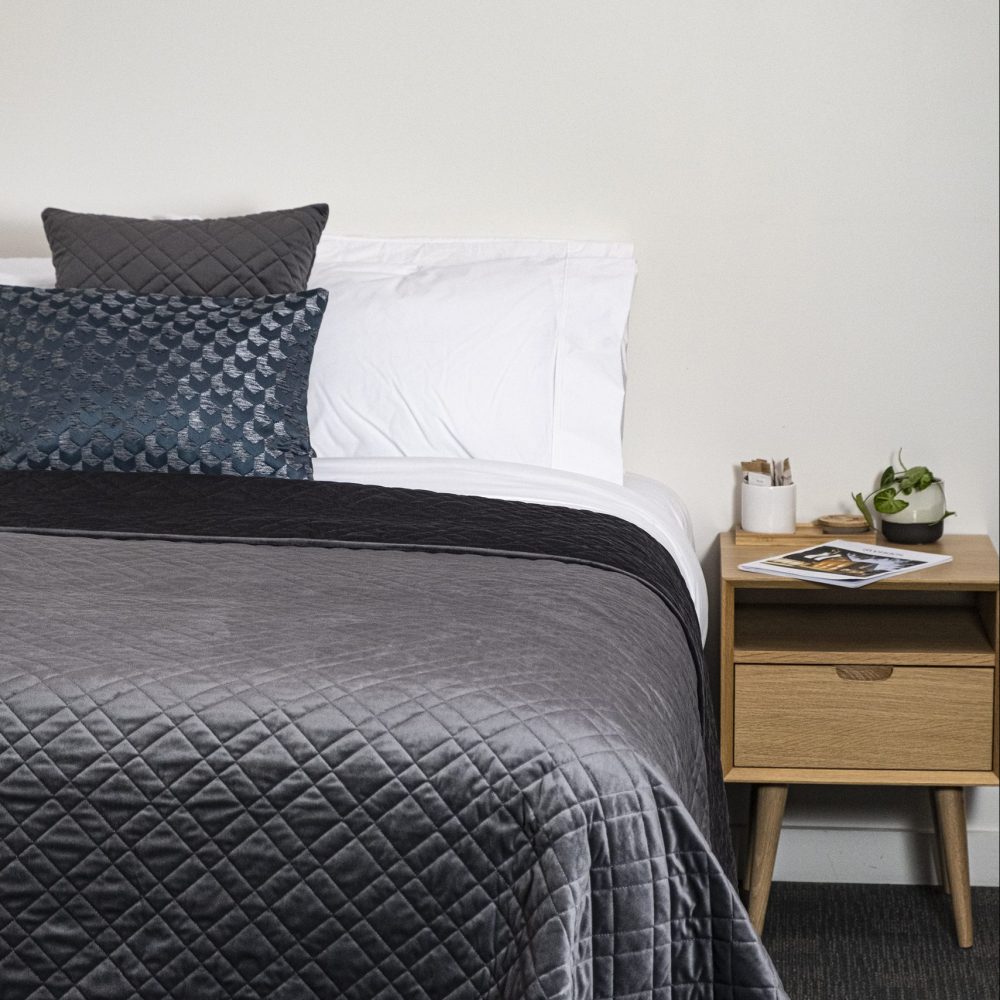 Image of DreamGreen Verve Velvet Quilted Coverlet - Pewter