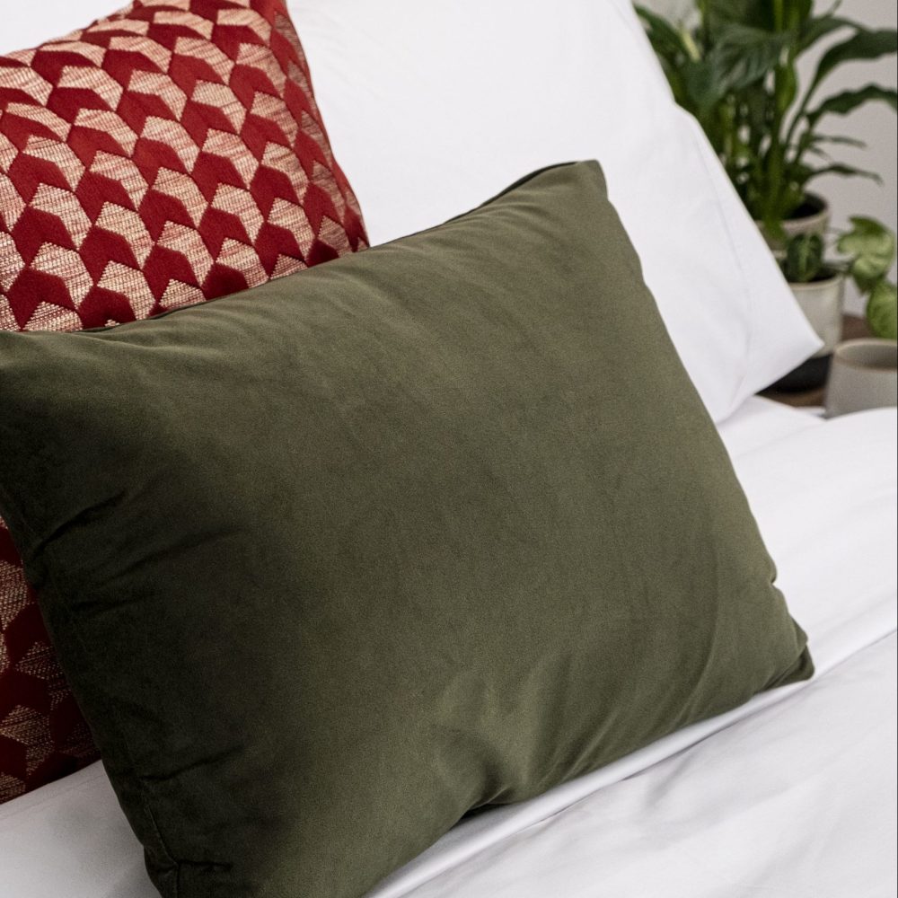 Image of DreamTicket Oblong Verve Velvet Cushion Cover - Fern