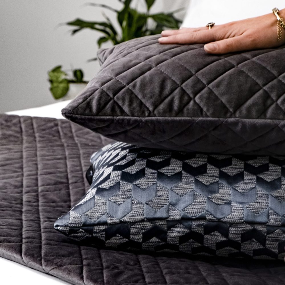 Image of DreamGreen Verve Velvet Quilted Coverlet - Pewter