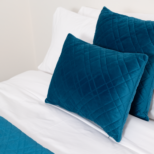 DreamGreen Verve Oblong Quilted Velvet Cushion Cover - Teal
