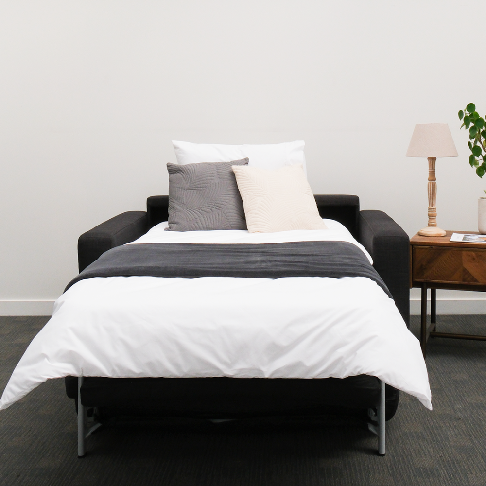 Image of Makers Single Sofa Bed - Charcoal Fabric