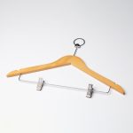 Image of Wooden Pilferproof Coat Hanger with Skirt Clips - (5 Pack)