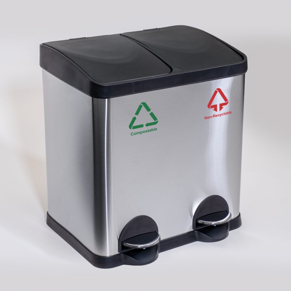 Image of Stainless Steel Pedal Recycle Rubbish Bin - 15L