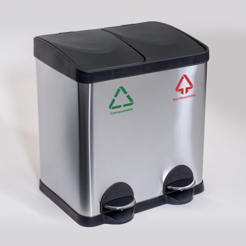 Stainless Steel Pedal Recycle Rubbish Bin - 15L
